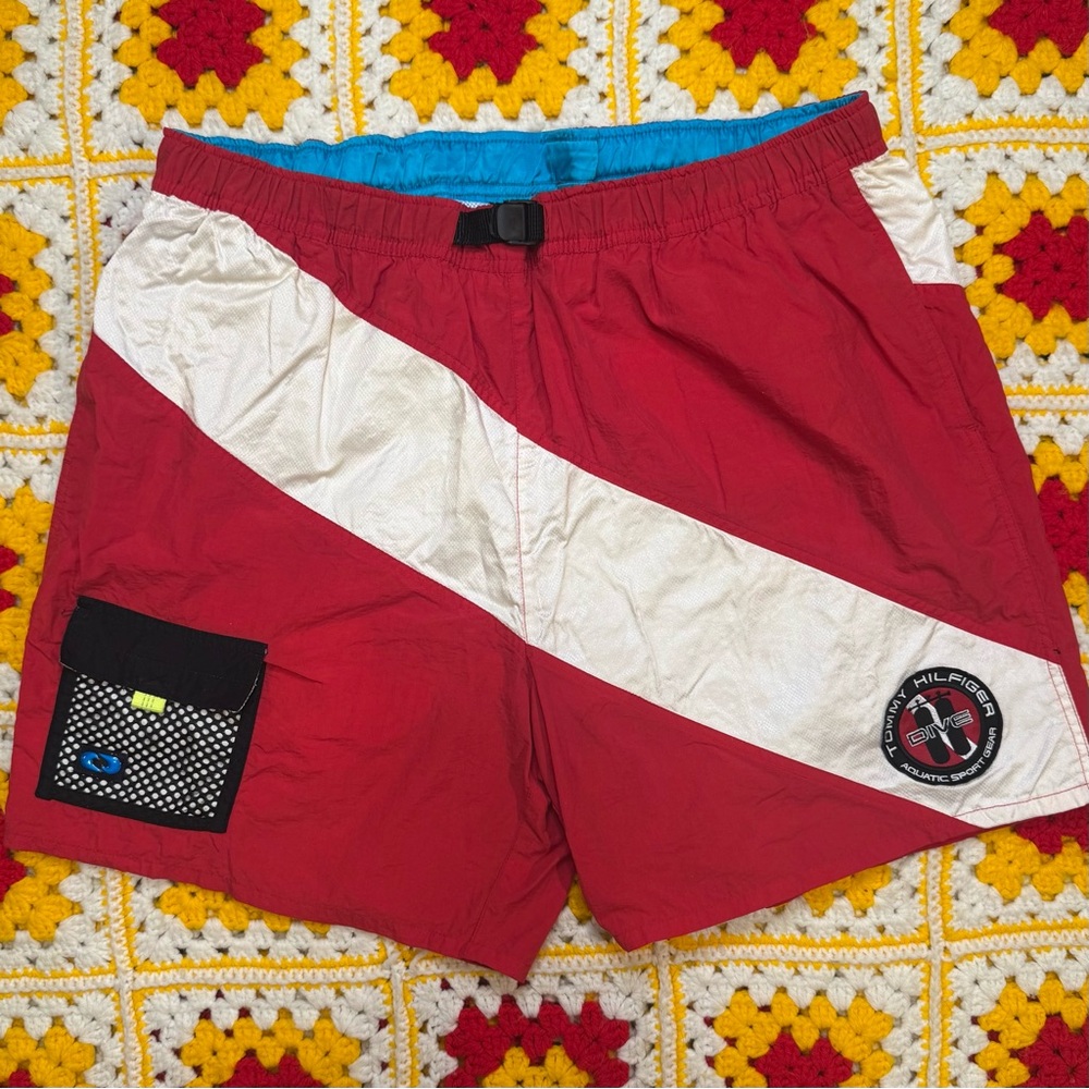 Vintage Tommy Hilfiger Special Edition Dive Aquatic Sport Gear Swimming Trunks L